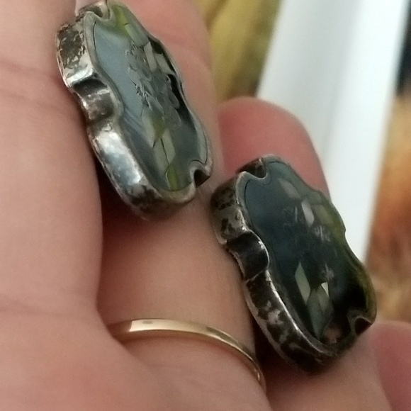 Relisted -Vintage Sterling Silver cuff links PGG black - Picture 5 of 17